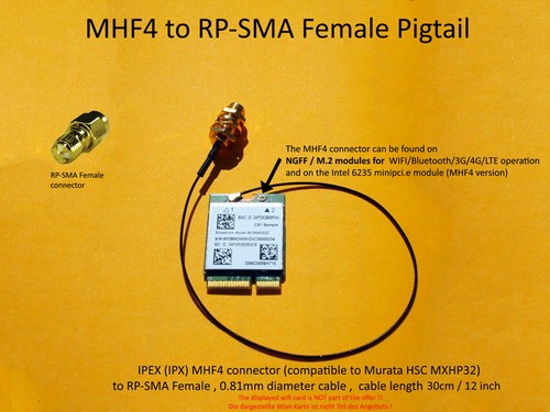 Mhf4 sma female pigtail - mhf4, rp-sma
